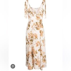 Reformation Floral Dress in Cream and Brown